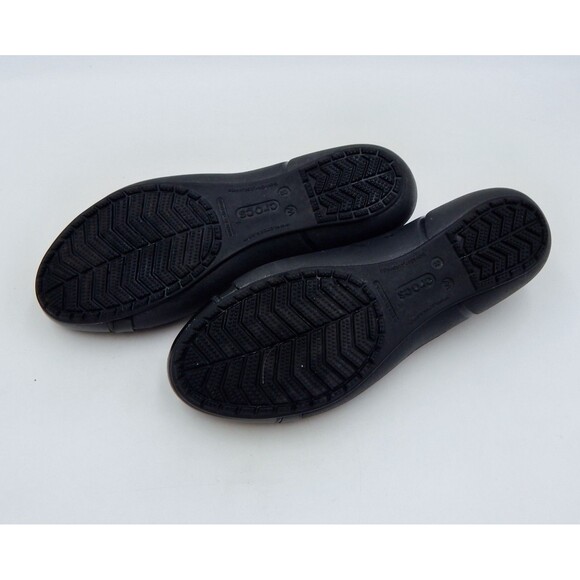 Crocs Women's Gianna Alice Black Ballet Flats Black Cap Toe Shoe Size 8 Slip On - Picture 9 of 13